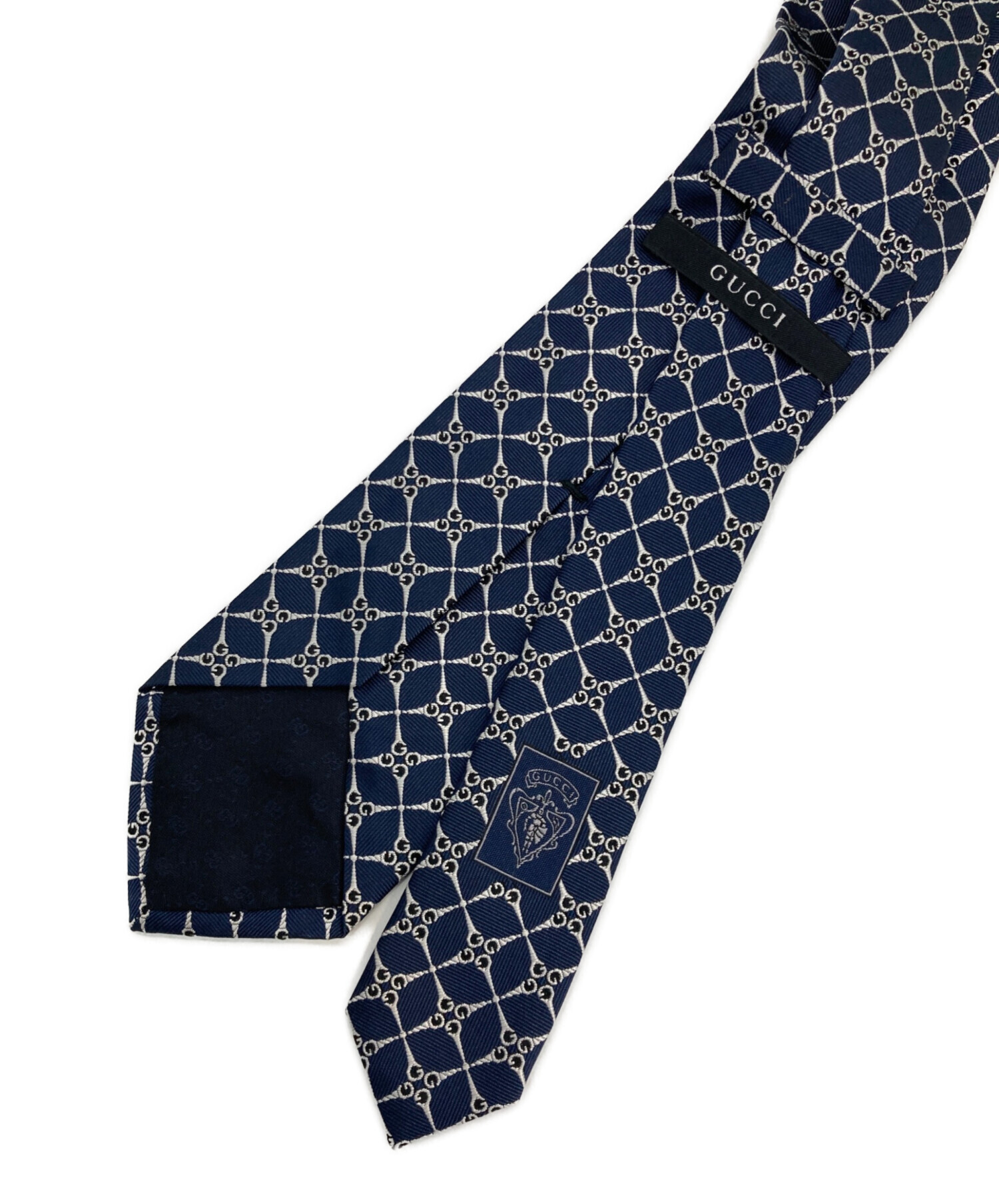 中古・古着通販】GUCCI (グッチ) シルクネクタイ ネイビー サイズ:不明