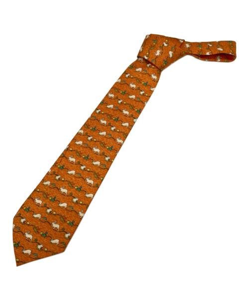 中古・古着通販】HERMES (エルメス) シルクネクタイ オレンジ サイズ