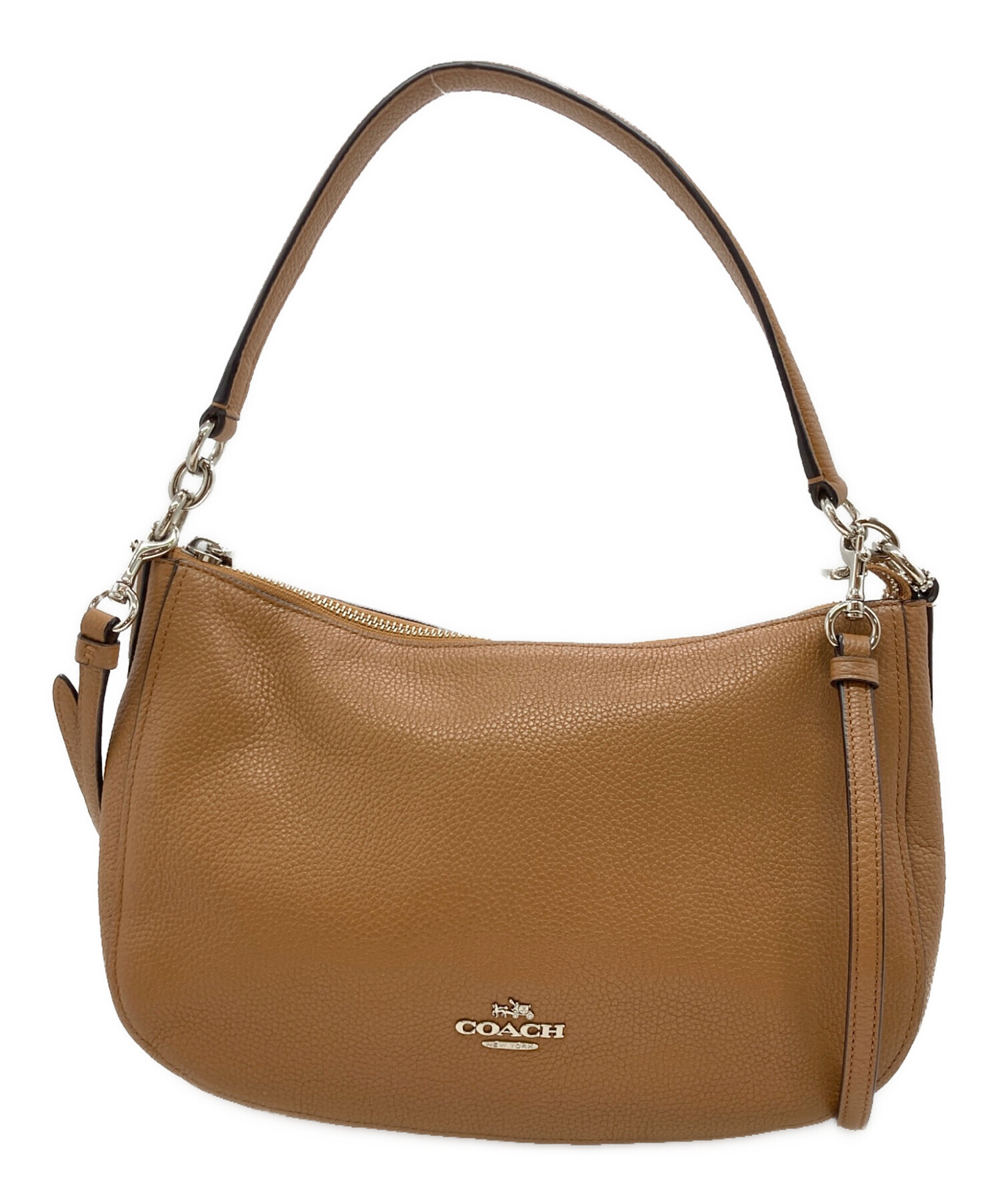 COACH ジェニュインクラブタンレザーのショルダーバッグ　2way ブラウン 中古・古着通販】COACH (コーチ) 2WAYショルダーバッグ ブラウン