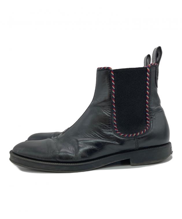 中古・古着通販】GUCCI (グッチ) Lether Chelsea Boots ブラック