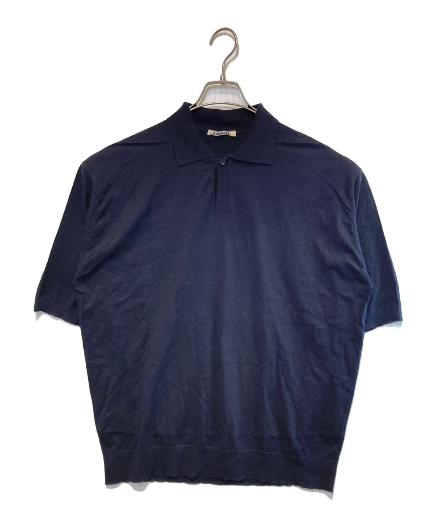 AURALEEネイビー 半袖ポロシャツ 中古・古着通販】AURALEE (オーラリー) Super High Gauge Cotton Knit