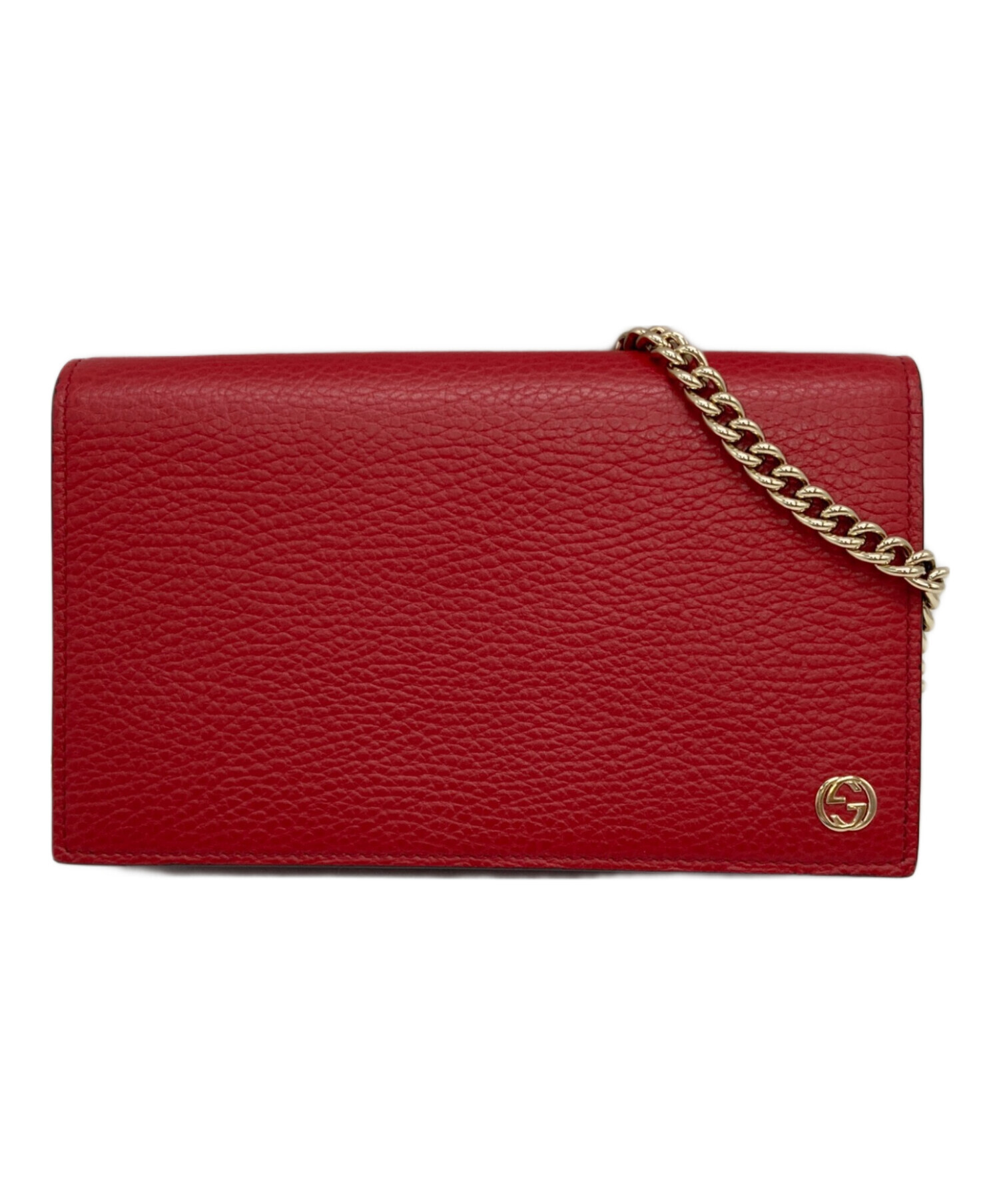 GUCCI インターロッキングG チェーンショルダーバッグ レッド 中古・古着通販】GUCCI (グッチ) インターロッキングGチェーン
