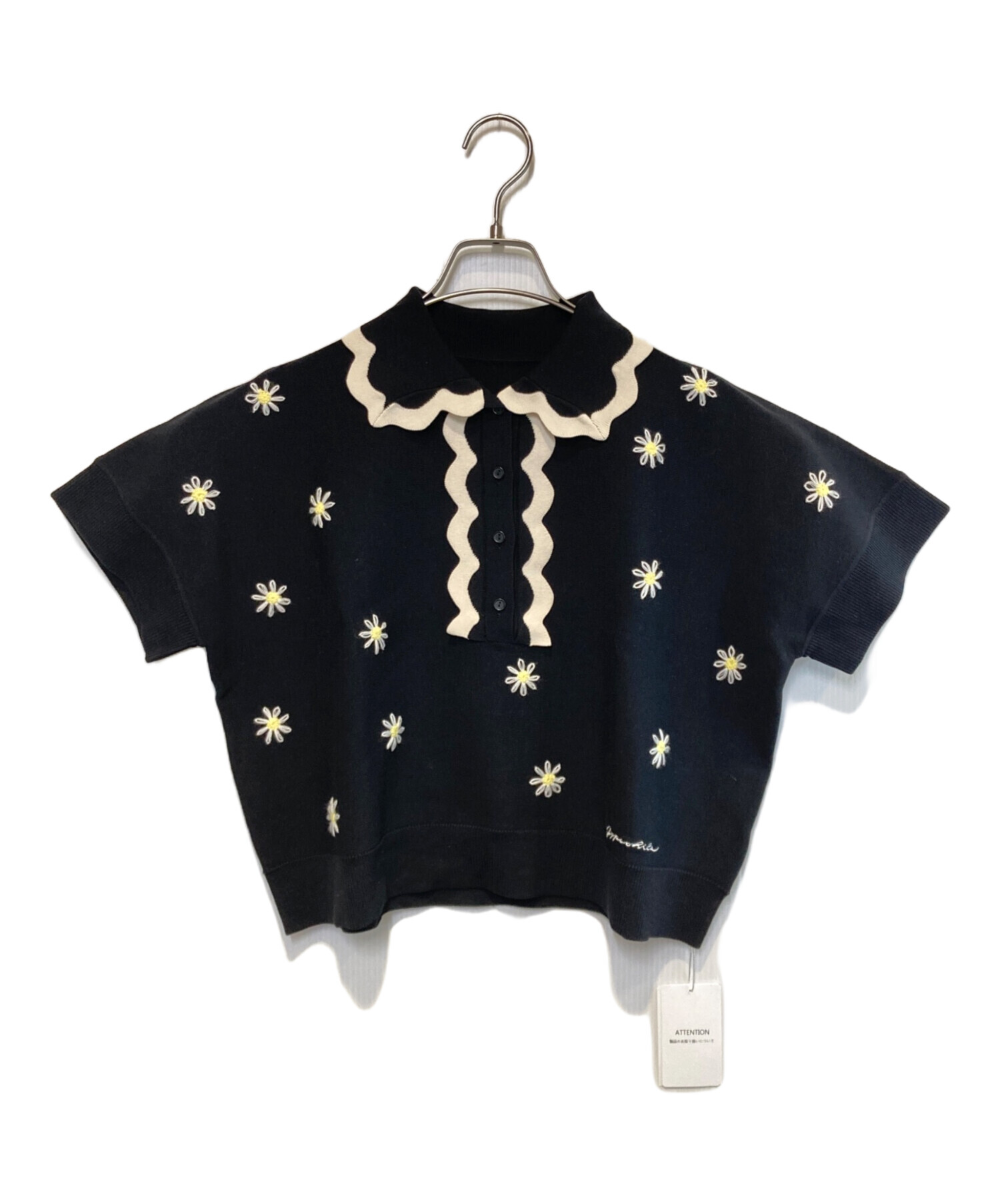 中古・古着通販】Gypsohila (ジプソフィア) Flower Polo ブラック