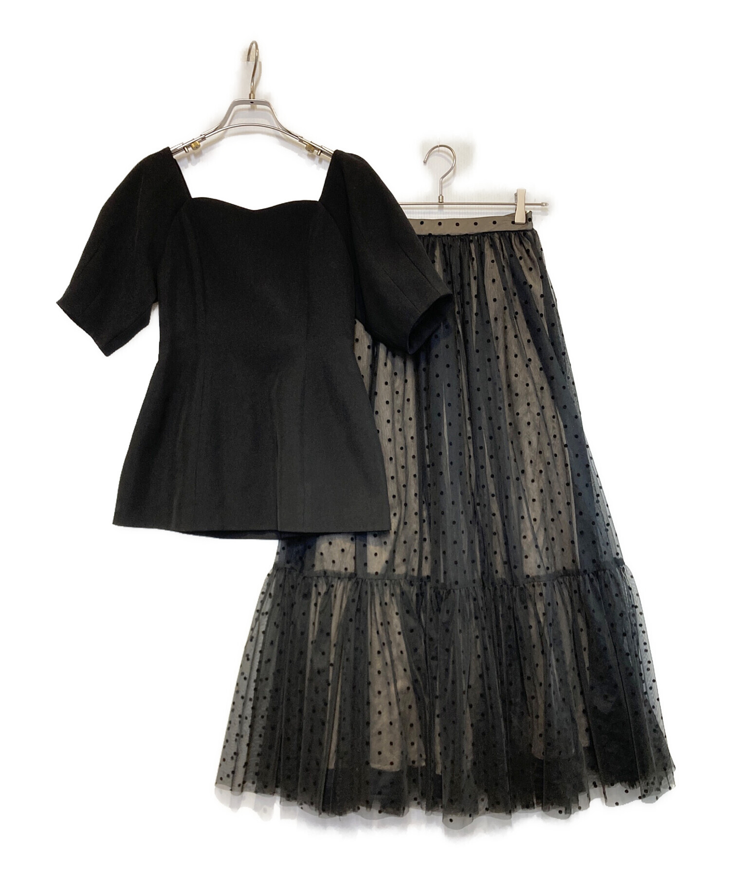 中古・古着通販】Ameri (アメリ) CONSTRICTED TOP DOT TULLE SET DRESS