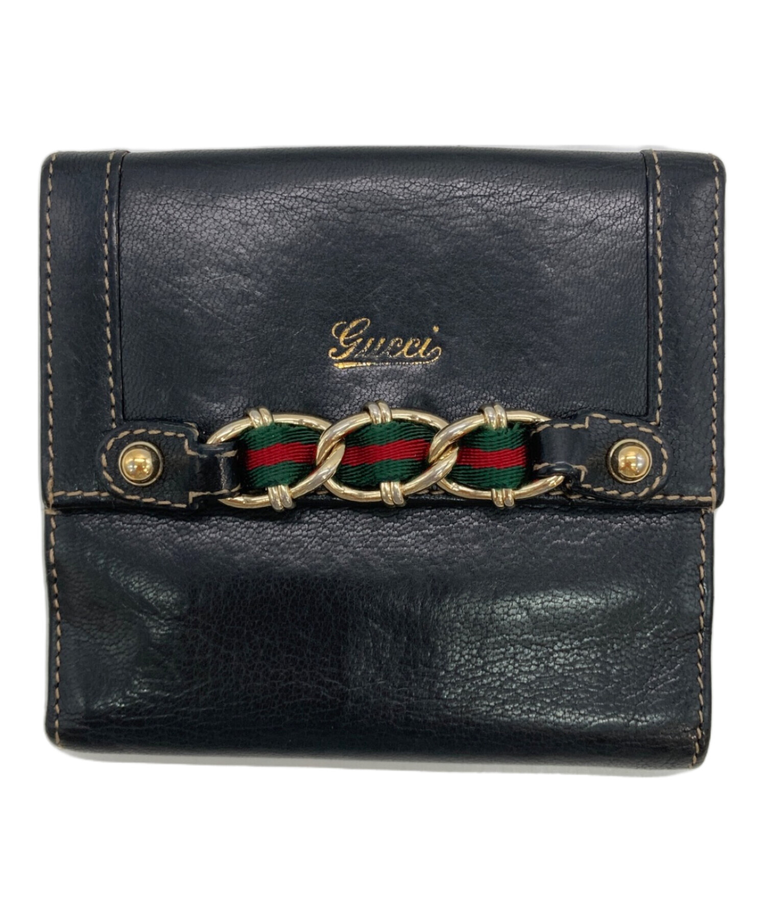 中古・古着通販】GUCCI (グッチ) 2つ折り財布 ブラック｜ブランド
