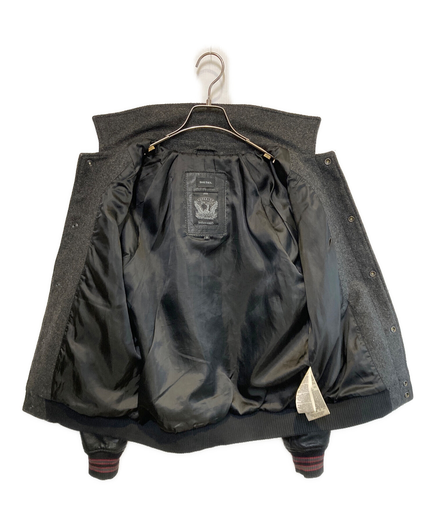 中古・古着通販】DIESEL (ディーゼル) レザー切替ジャケット ブラック