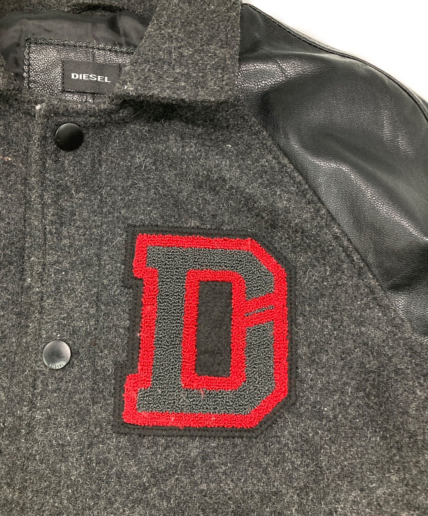 中古・古着通販】DIESEL (ディーゼル) レザー切替ジャケット ブラック