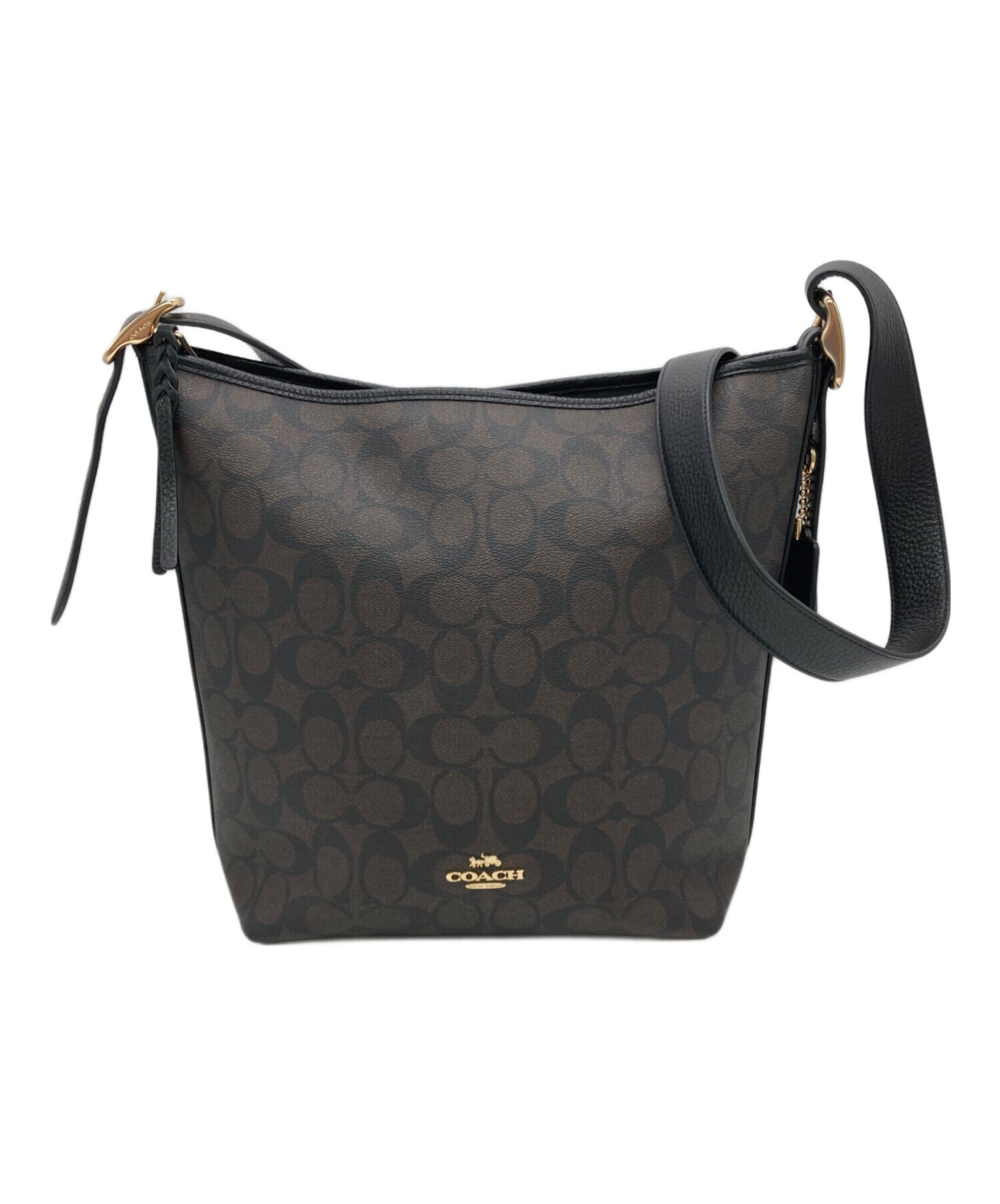 COACH コーチ シグネチャー ワンショルダーバッグ 黒 中古・古着通販】COACH (コーチ) シグネチャーショルダーバッグ