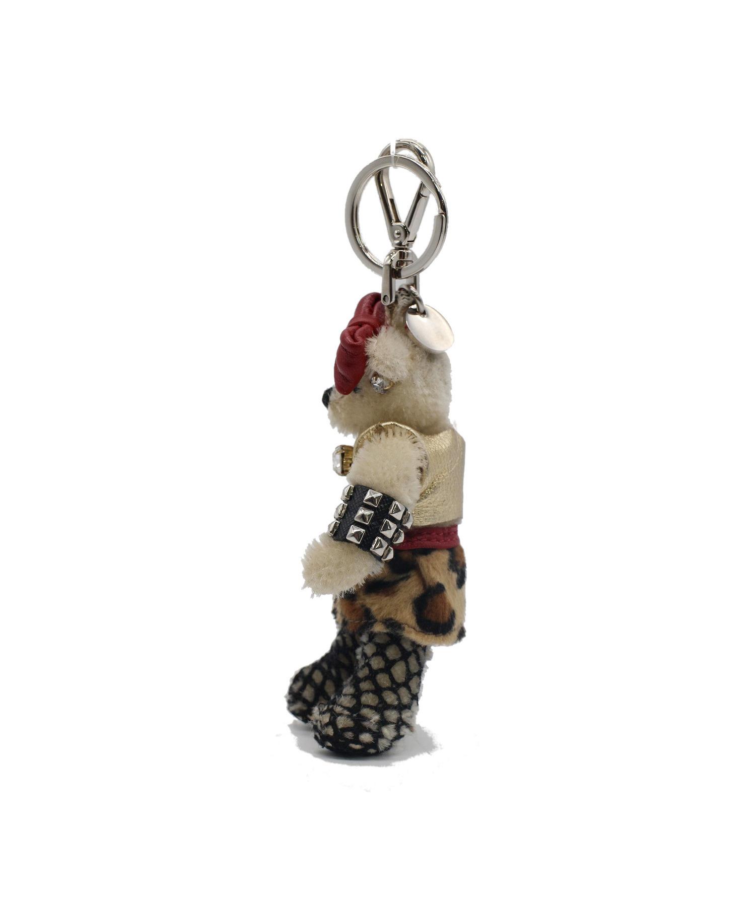 プラダ　ヒョウ柄クマ　キーホルダー 中古・古着通販】PRADA (プラダ) くまキーホルダー ホワイト｜ブランド