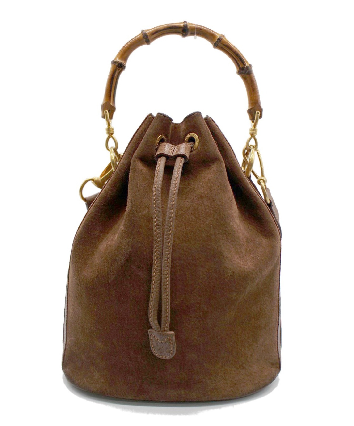 中古・古着通販】GUCCI (グッチ) バンブーハンドル巾着 ブラウン