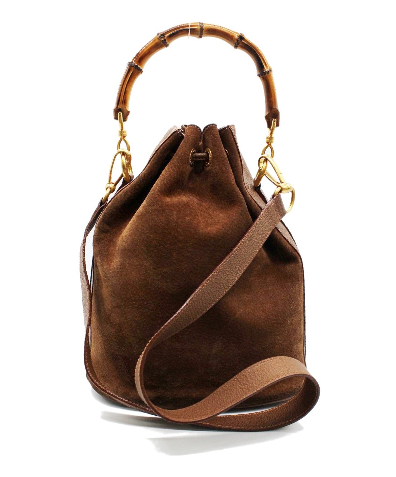 中古・古着通販】GUCCI (グッチ) バンブーハンドル巾着 ブラウン
