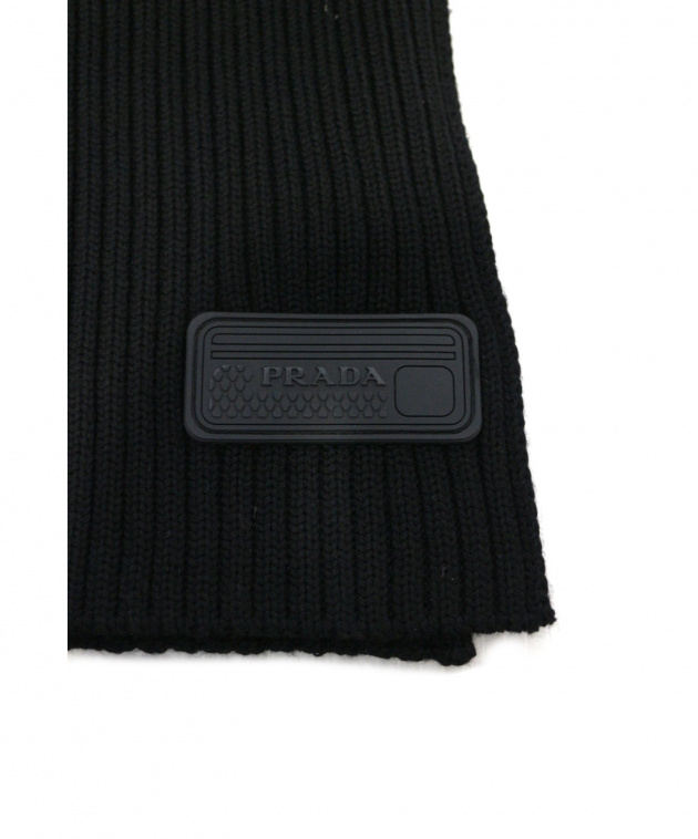 PRADA スポーツ　ブラック マフラー 100%厚手ウール　プラダ 中古・古着通販】PRADA (プラダ) ウールマフラー ブラック サイズ:なし