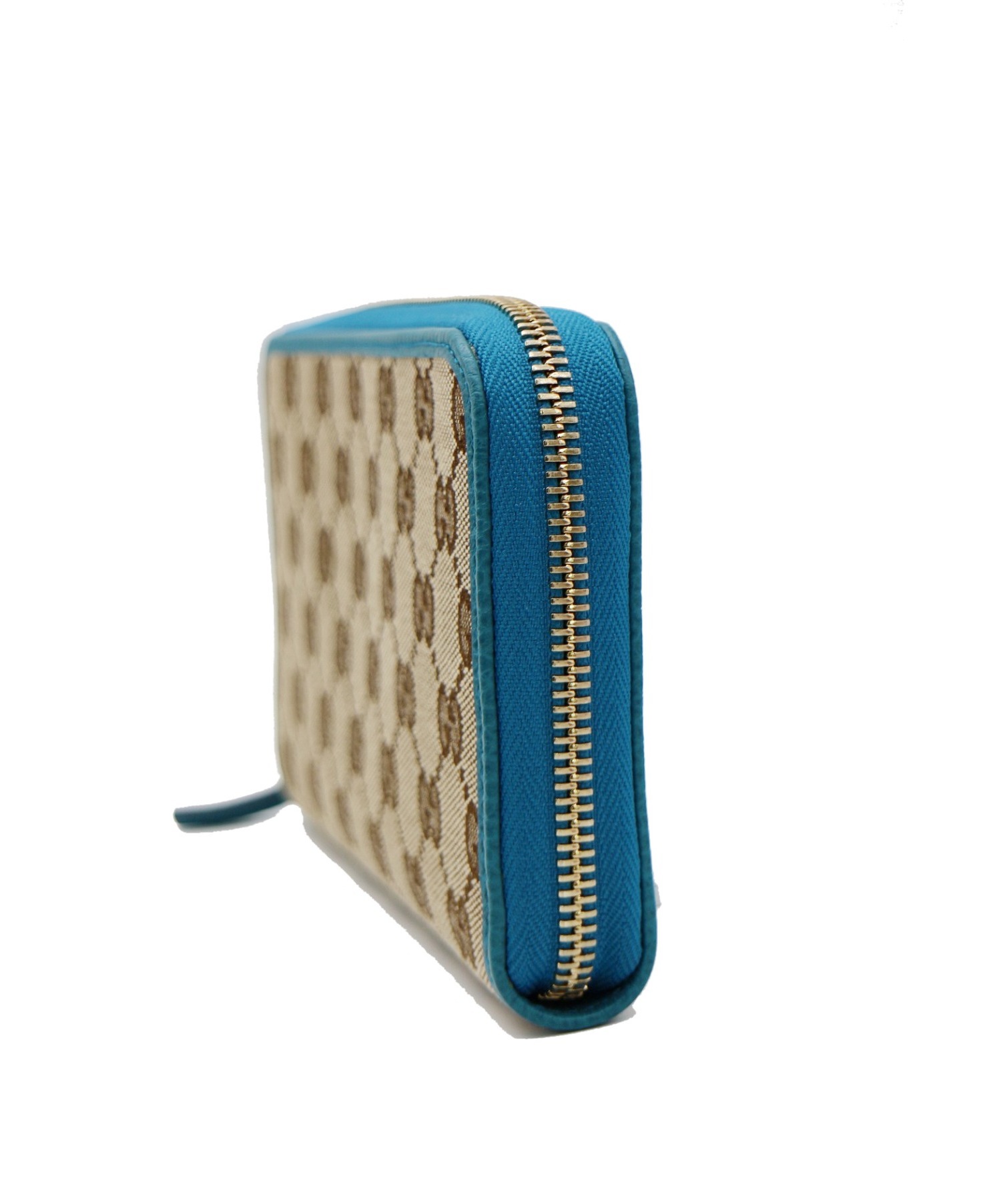 Gucci GGパターン 二つ折り財布 ベージュ/ブルー 中古・古着通販】GUCCI (グッチ) ラウンドファスナーウォレット