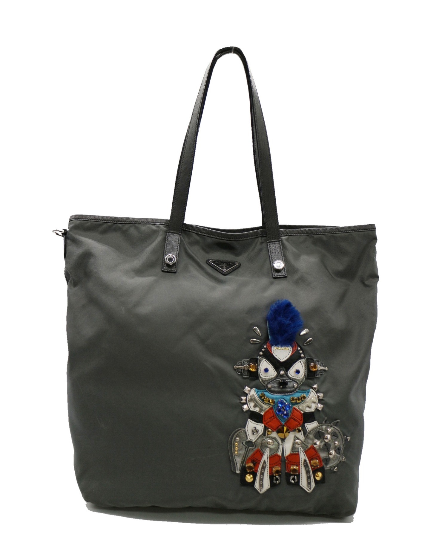 中古・古着通販】PRADA (プラダ) ロボットトートバッグ グレー 110