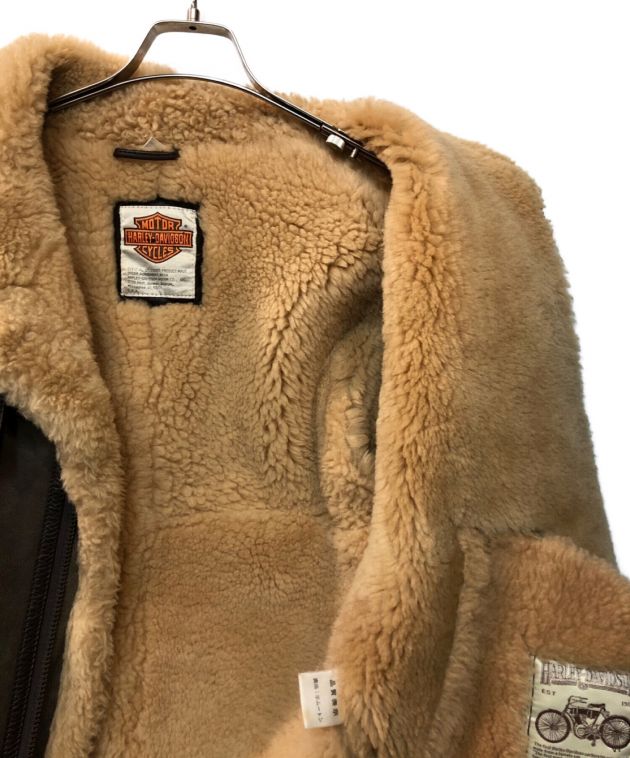 週末限定値下げ　訳あり　早い者勝ち　ハーレー　ダビッドソン　ムートンジャケット ハーレーダビッドソン◇B-3 リアルムートンジャケット 40 黒/Harley