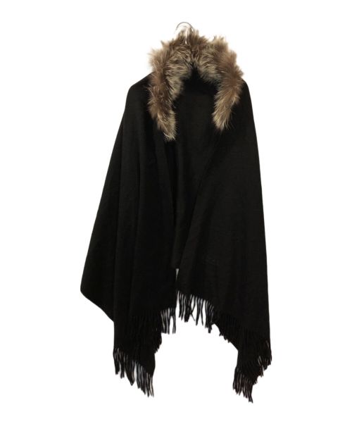 美品 LANVIN ランバン ポンチョ カシミヤ100％ レッキスファー 黒 LANVIN/ランバンCOLLECTION マフラー カシミヤ100% 美品 LANVIN