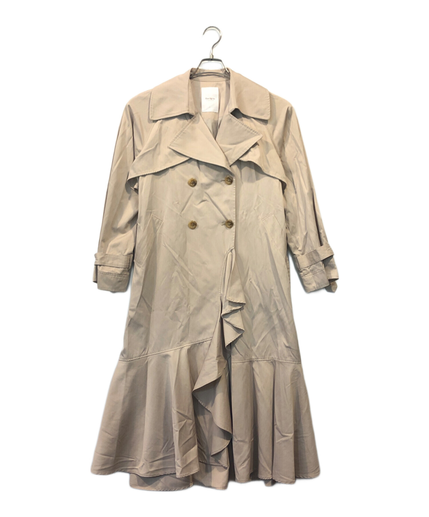 お値下げHerlipto　GabardineRuffledTrenchCoat 中古・古着通販】HER LIP TO (ハーリップトゥ) Gabardine Ruffled