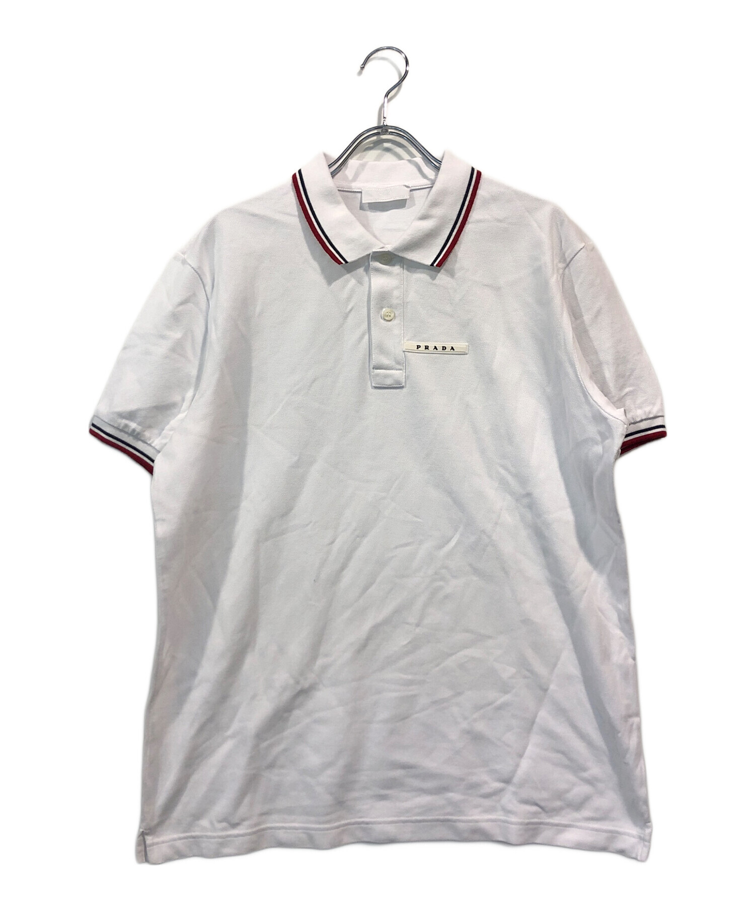 PRADA プラダ　ポロシャツホワイト 中古・古着通販】PRADA (プラダ) ラバーロゴポロシャツ ホワイト