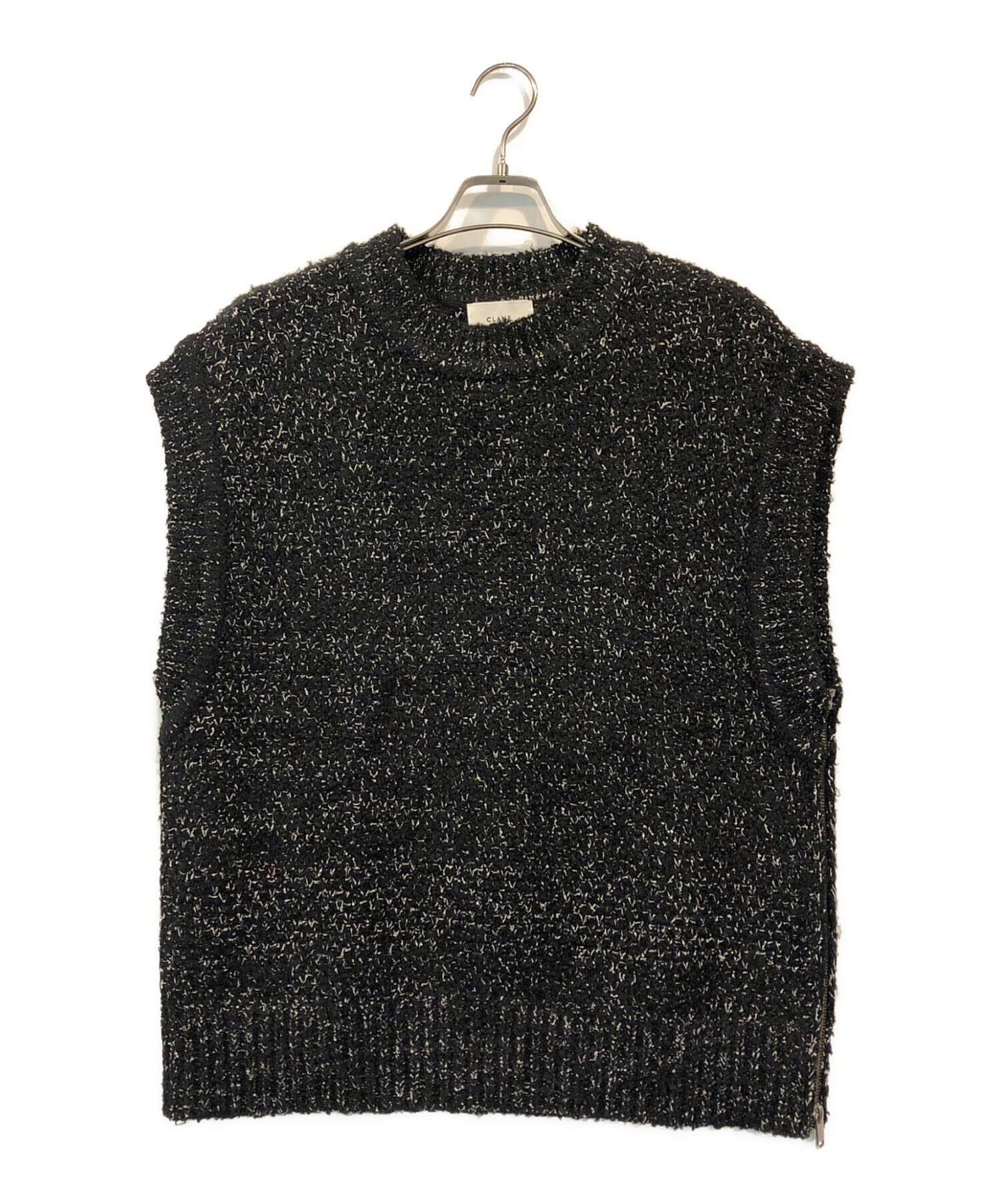 中古・古着通販】CLANE (クラネ) サイドジップ ツイード ニット ベスト