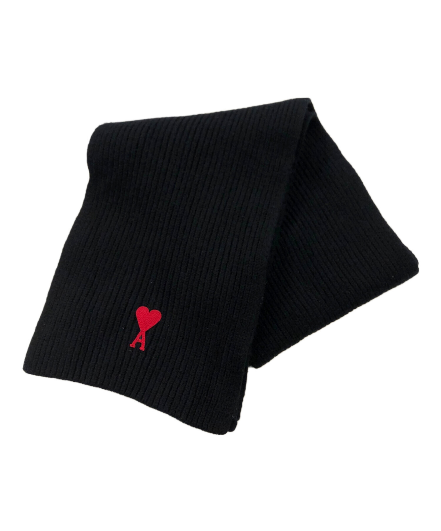 中古・古着通販】ami (アミ) ハートロゴマフラー ブラック｜ブランド