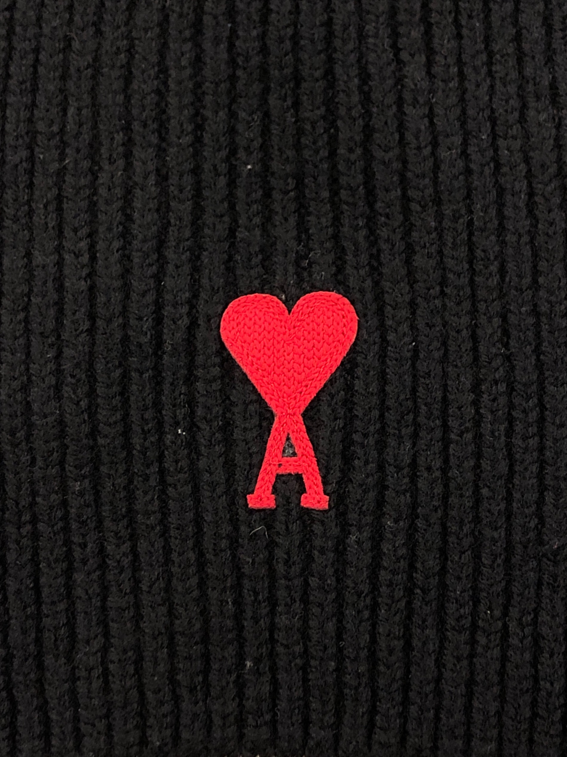 中古・古着通販】ami (アミ) ハートロゴマフラー ブラック｜ブランド