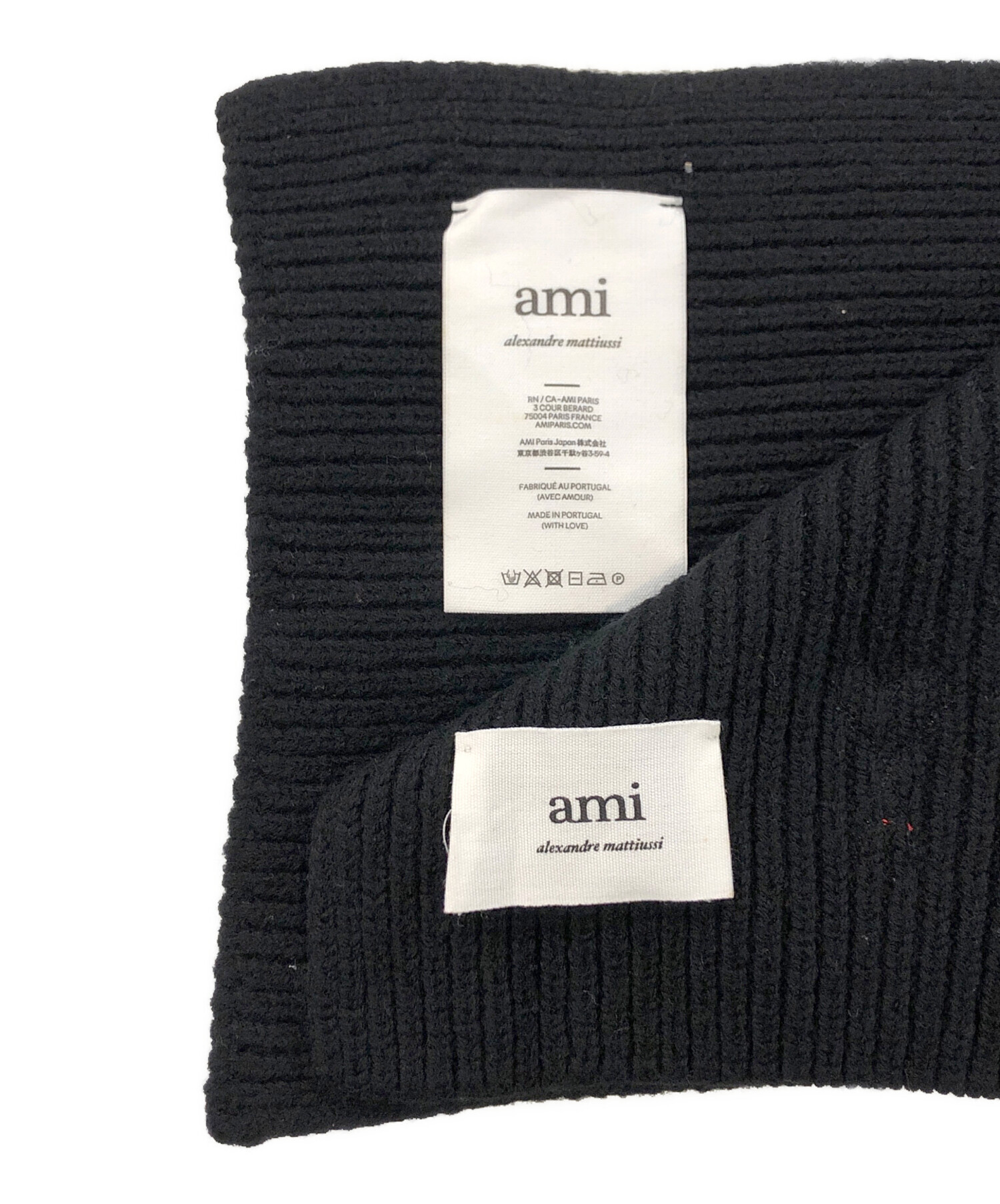【Ami❤️Ami】【3点まとめ】 中古・古着通販】ami (アミ) ハートロゴマフラー ブラック｜ブランド
