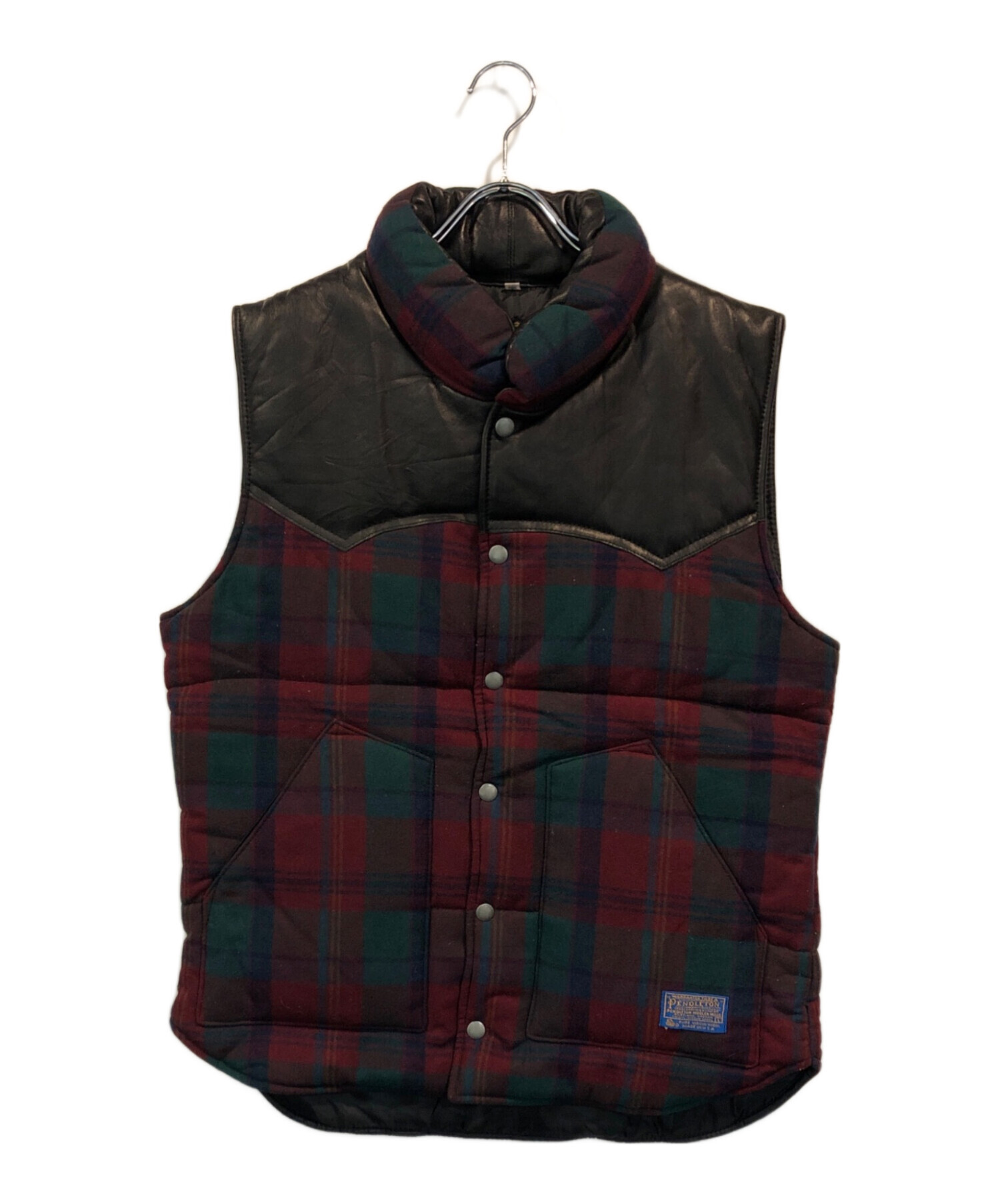中古・古着通販】PENDLETON (ペンドルトン) レザー切替ベスト グリーン 