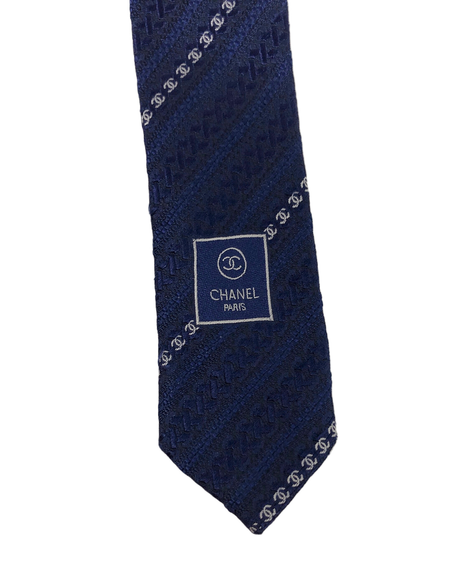 中古・古着通販】CHANEL (シャネル) シルクネクタイ ネイビー サイズ 