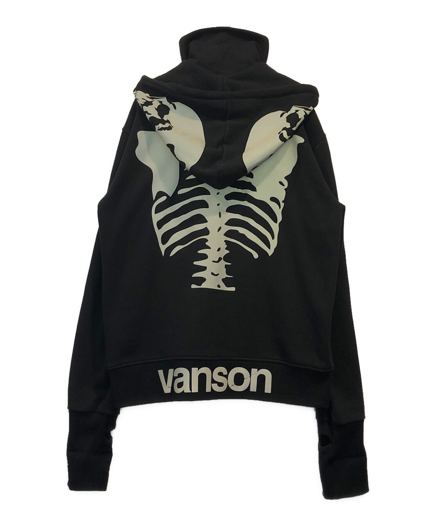 中古・古着通販】VANSON (バンソン) ボーンジップパーカー ブラック 