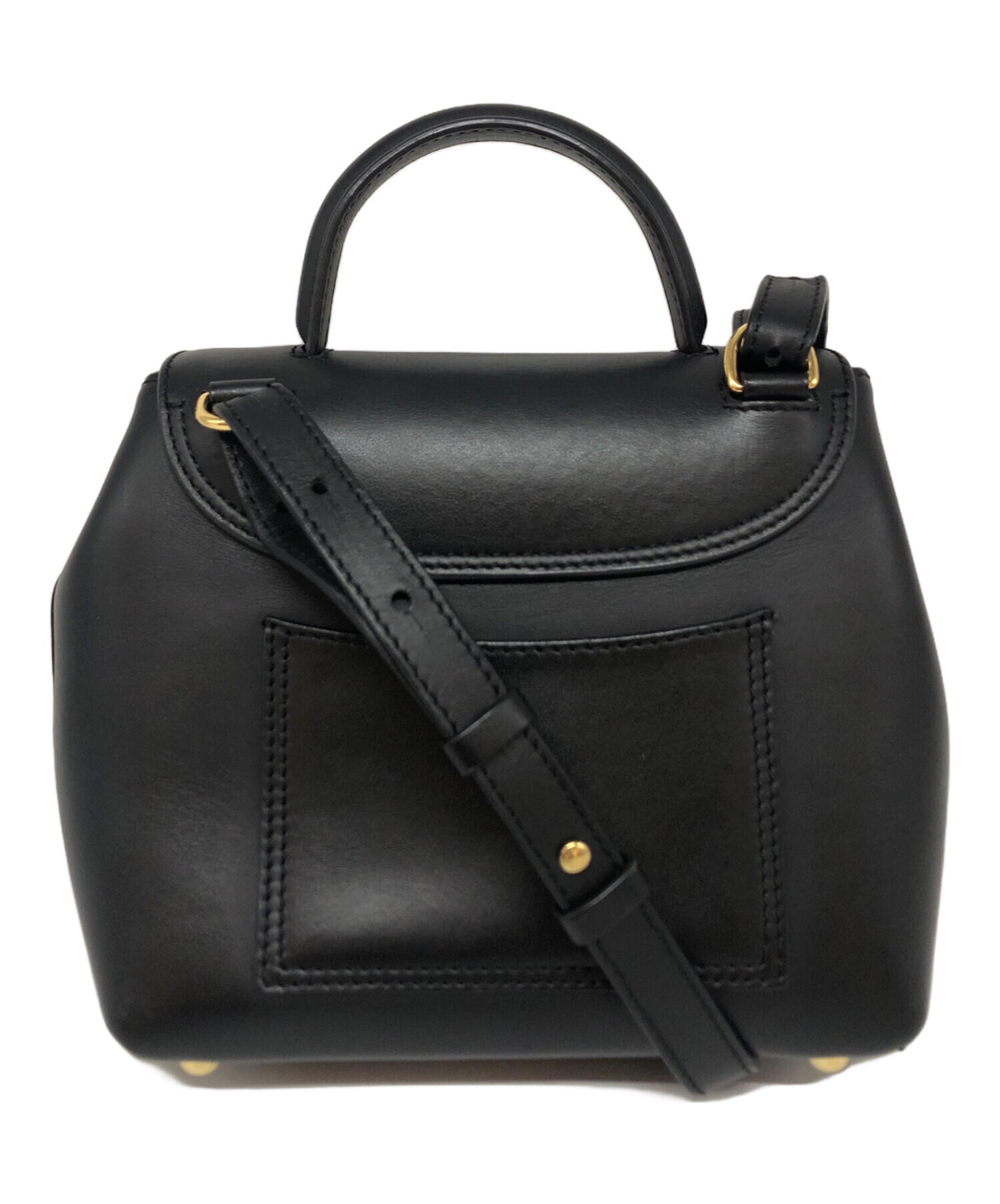 中古】POLENE(ポレーヌ) ベリ ショルダーバッグ 黒 レザー POLENE 