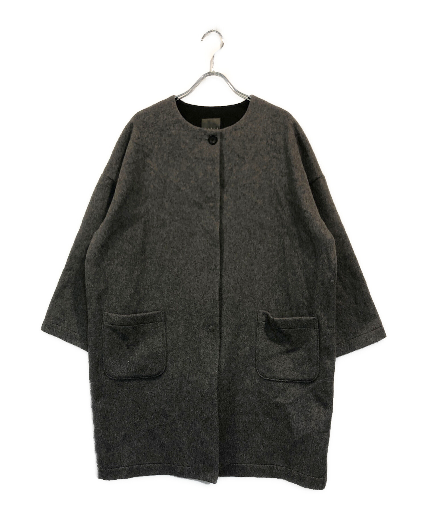 中古・古着通販】オローネ (オローネ) ノーカラーコート グレー サイズ