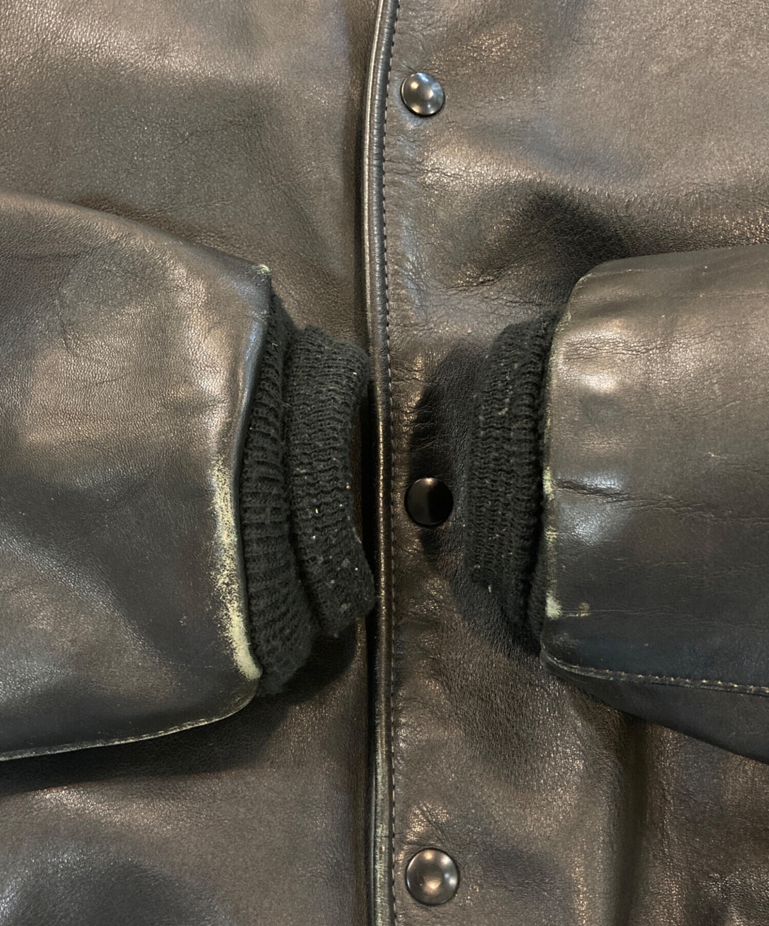 中古・古着通販】VANSON (バンソン) レザースタジャン ブラック サイズ