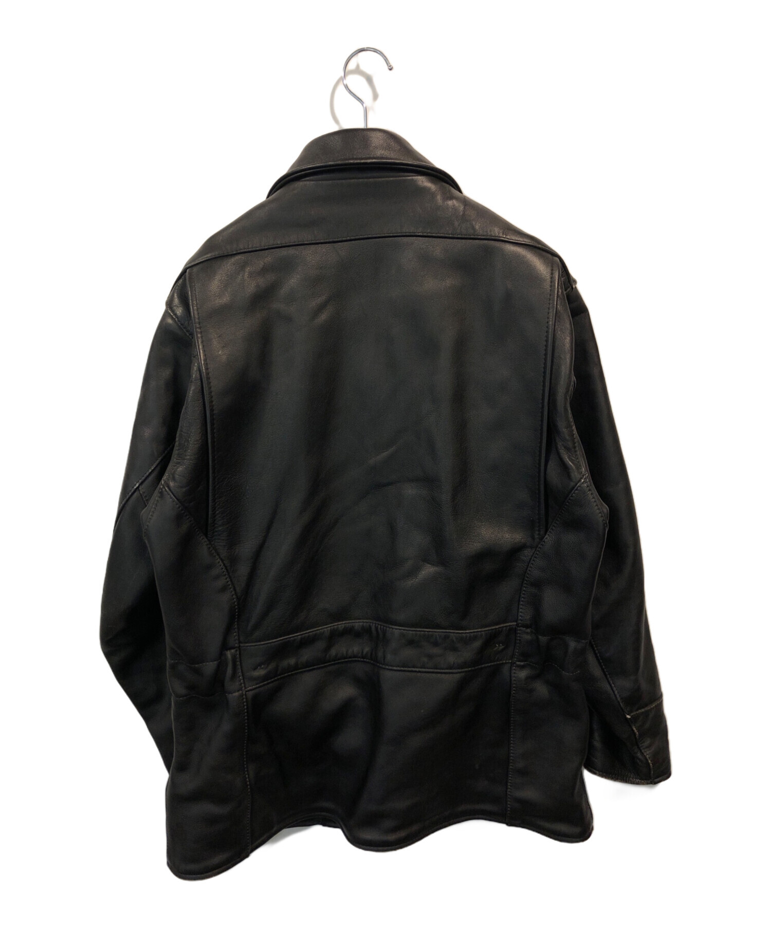 中古・古着通販】VANSON (バンソン) レザーカーコート ブラック サイズ 