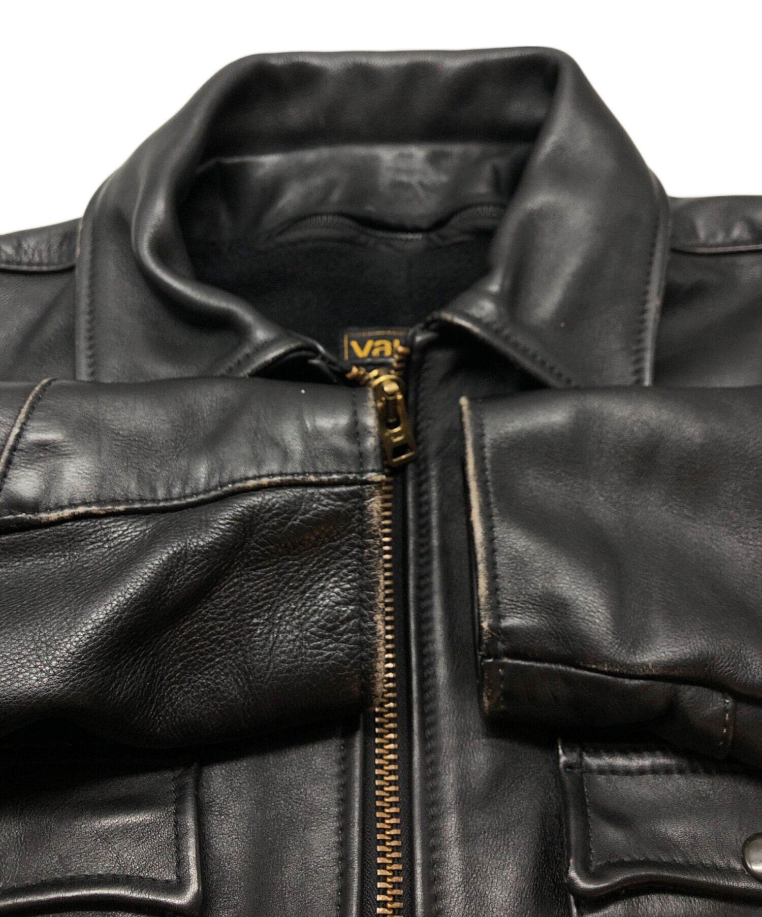 中古・古着通販】VANSON (バンソン) レザーカーコート ブラック サイズ 