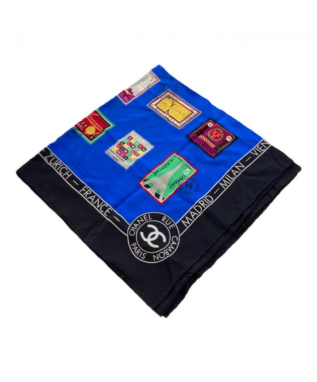 美品✨CHANEL シャネル　大半スカーフ　ストール　シルク　切手柄 中古・古着通販】CHANEL (シャネル) 切手デザインスカーフ