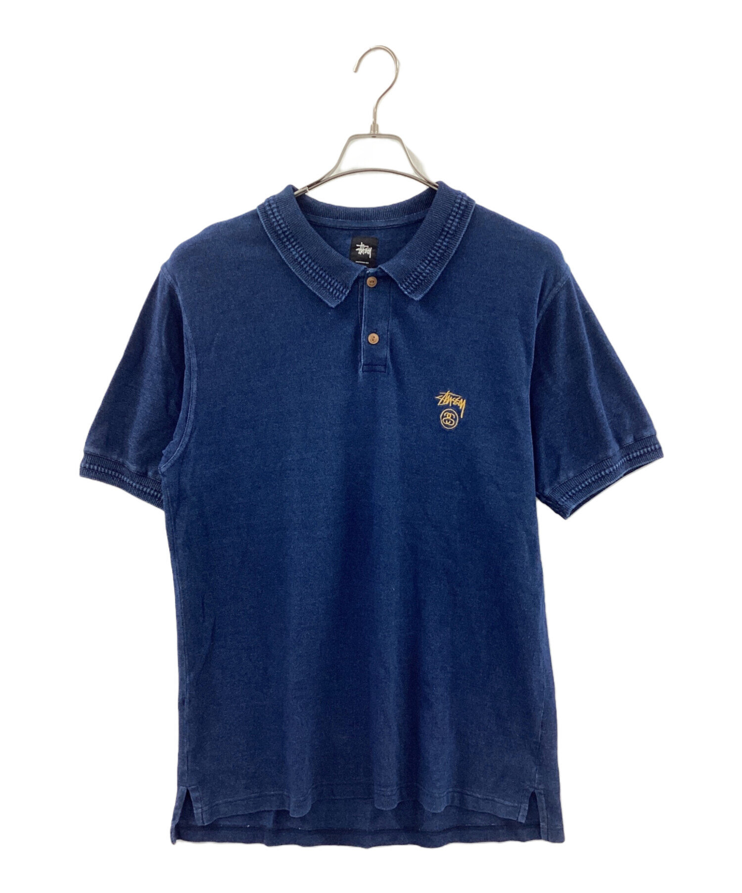 中古・古着通販】stussy (ステューシー) 藍染刺繍ポロシャツ ネイビー 