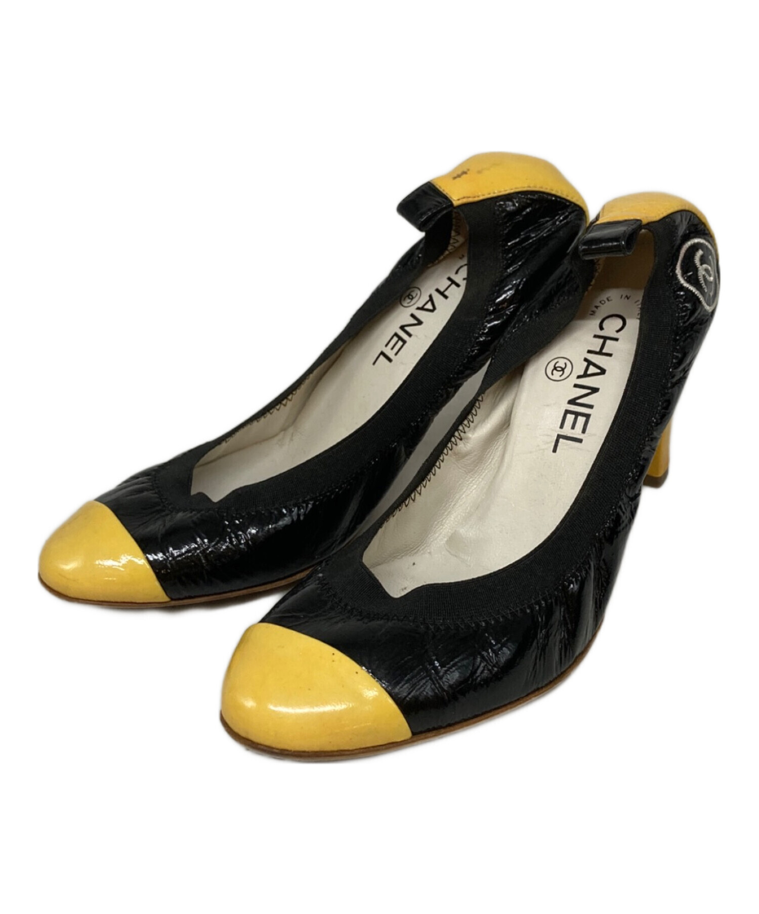 CHANEL ココマーク リボンバレエシューズ パンプス イエロー 35 CHANEL ココマーク リボンバレエシューズ パンプス イエロー 35 【公式