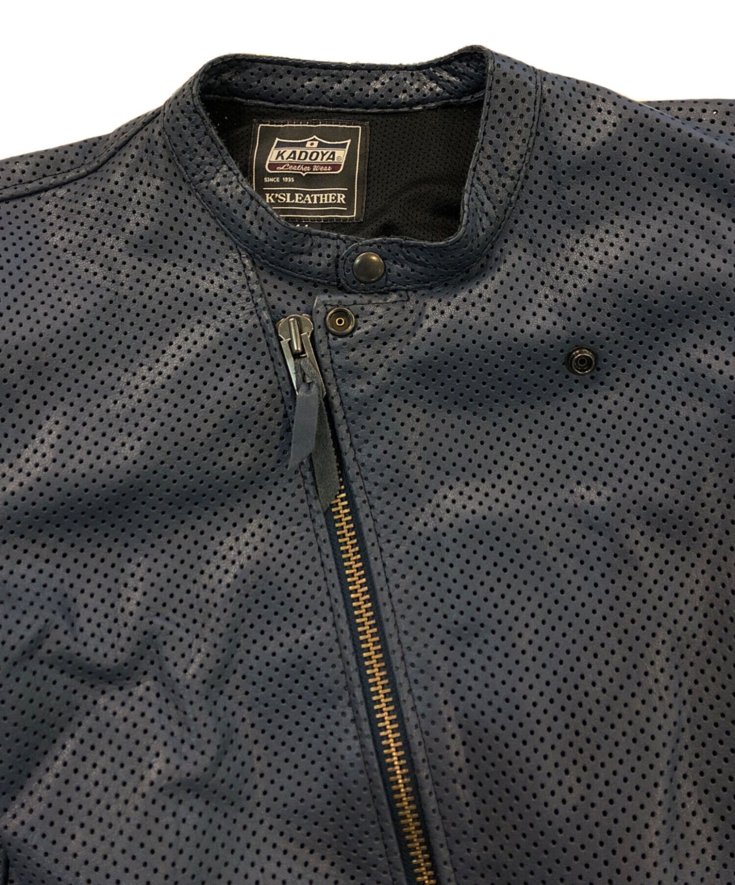 中古・古着通販】kadoya (カドヤ) パンチングシングルライダース