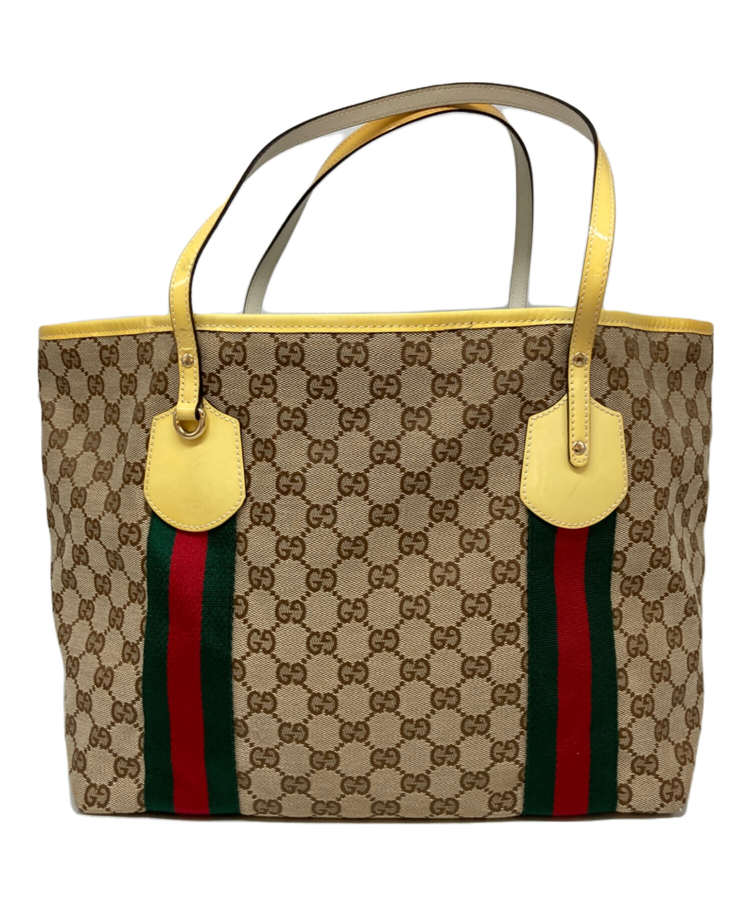 中古・古着通販】GUCCI (グッチ) チャーム付トートバッグ イエロー 