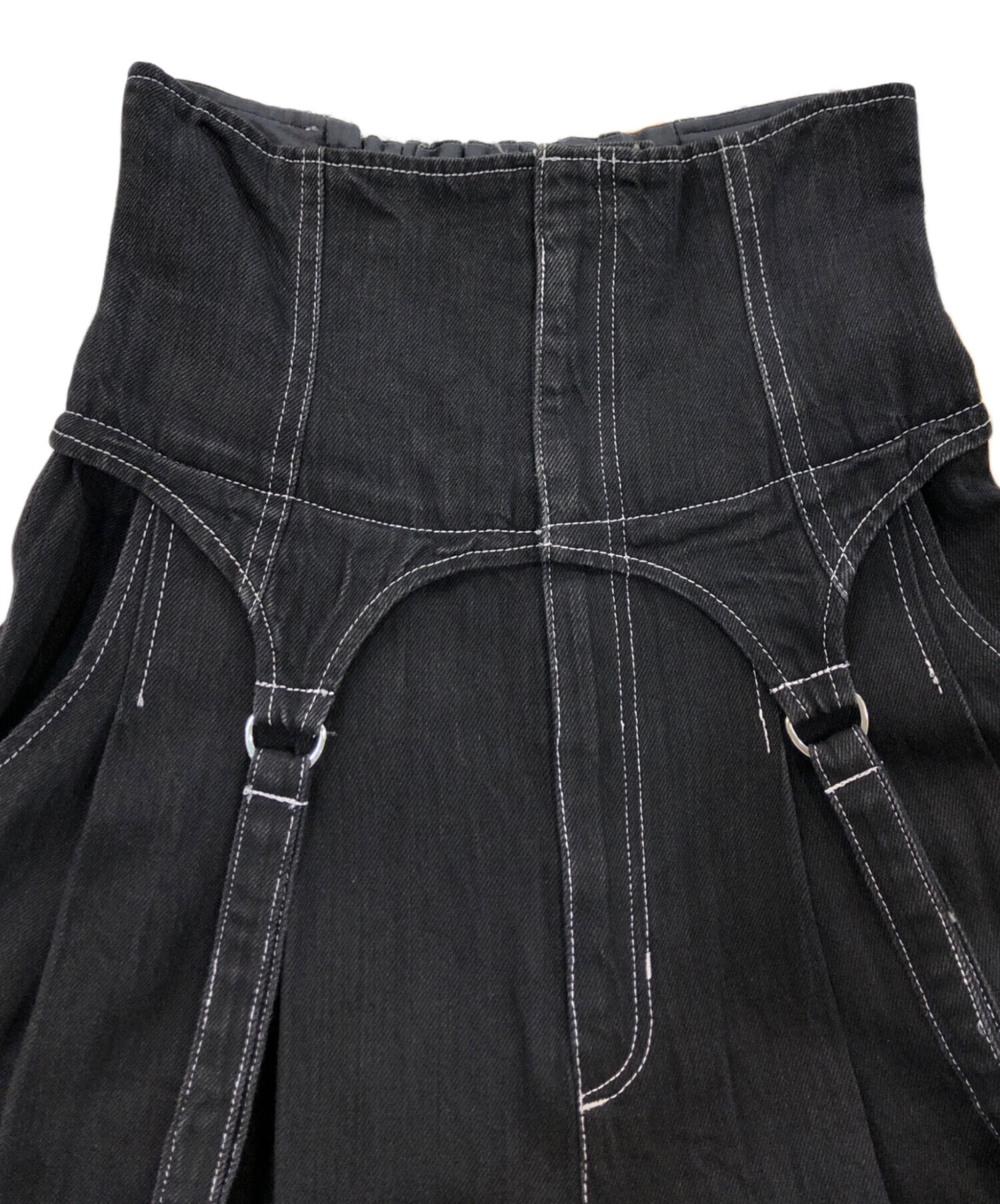 中古・古着通販】rurumu: (ルルムウ) corset wide pants ブラック  