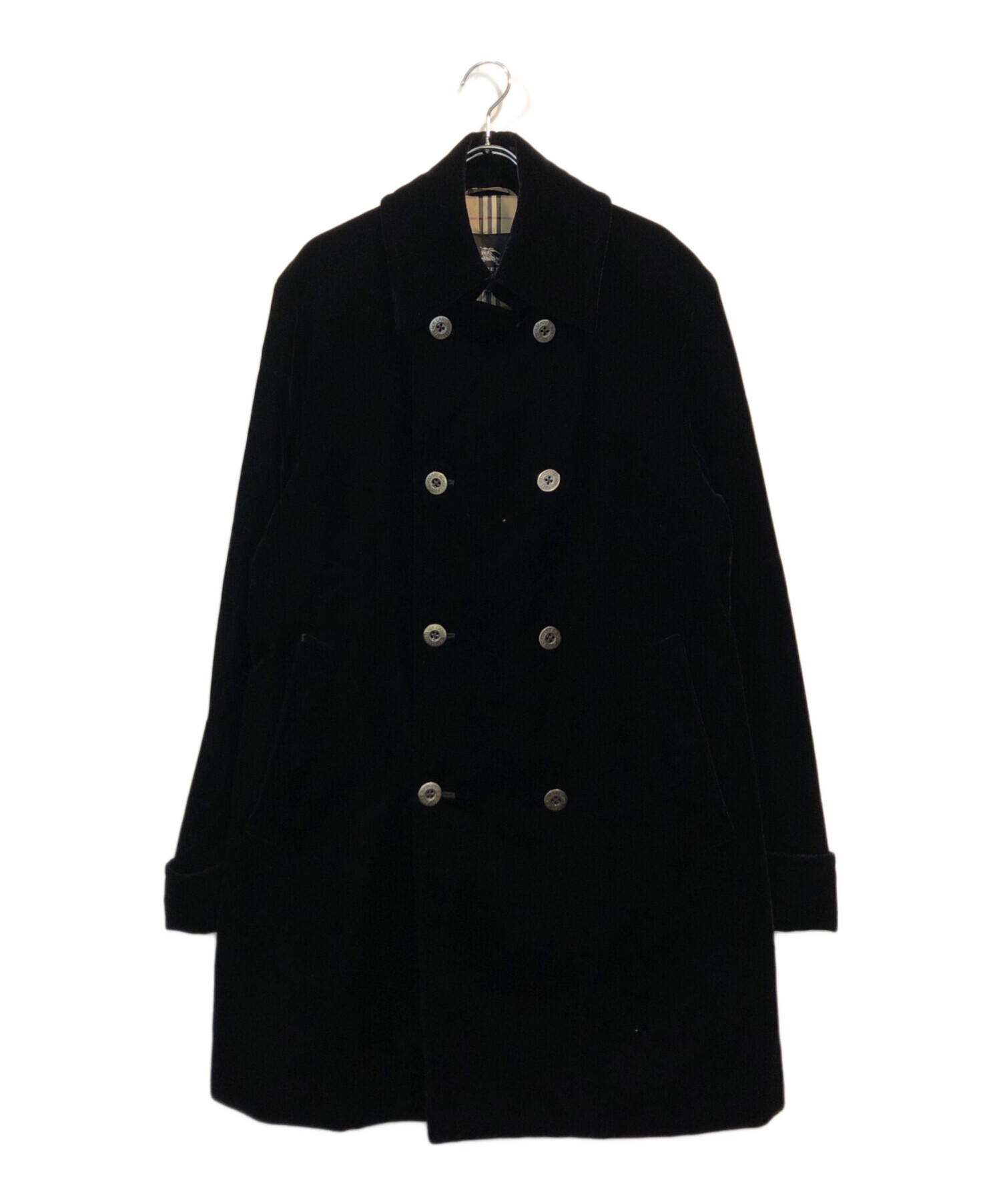 バーバリーブラックレーベル　ベロアコート　サイズL 中古・古着通販】BURBERRY BLACK LABEL (バーバリーブラックレーベル