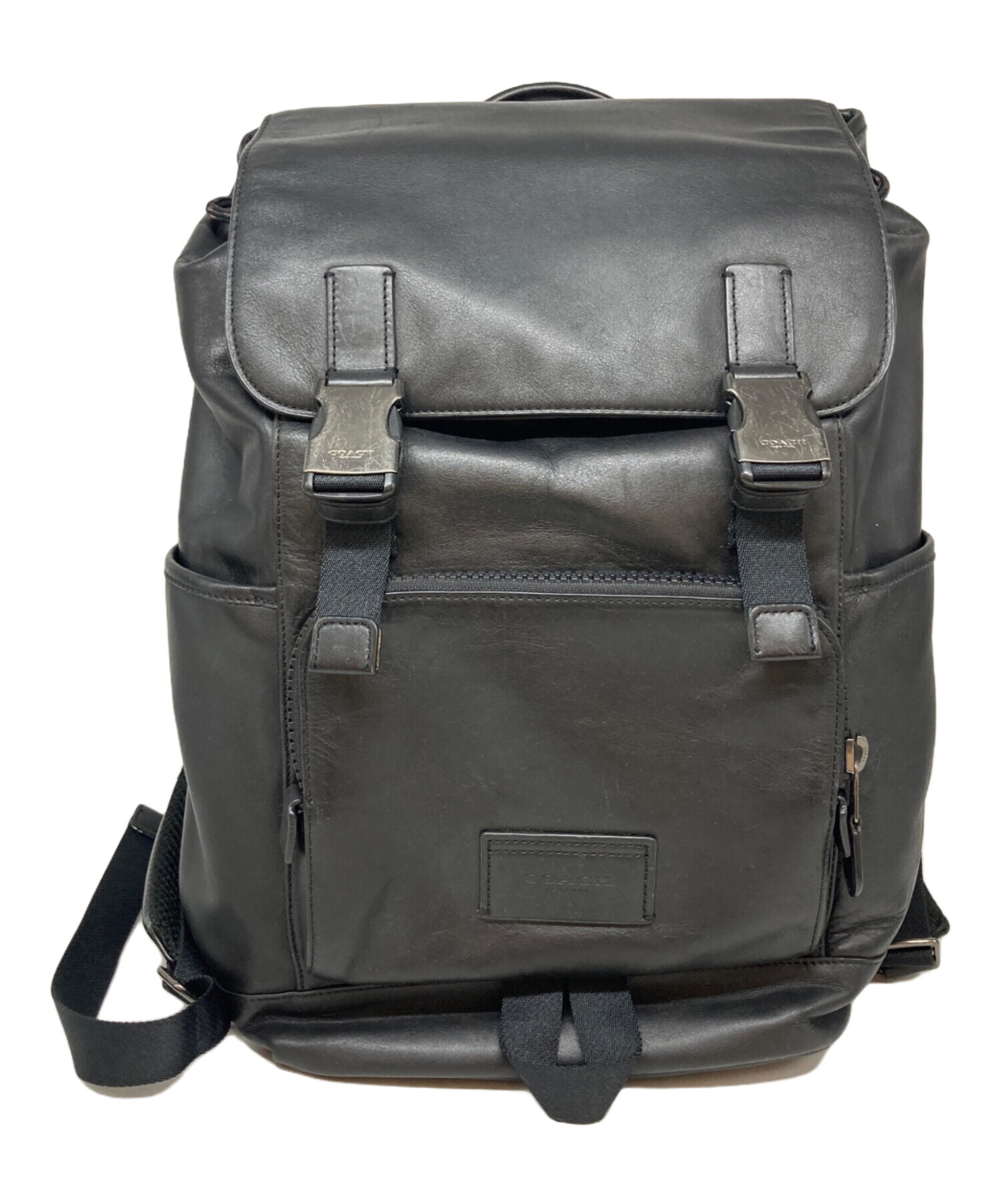 中古・古着通販】COACH (コーチ) レザーバックパック ブラック