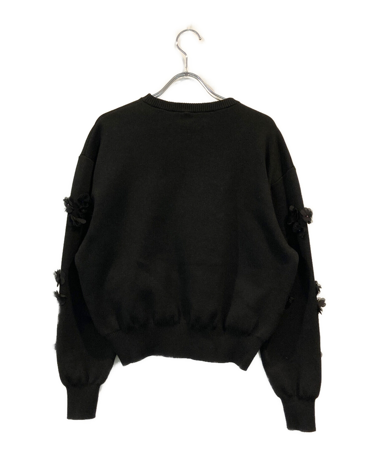 3D フラワーモチーフ ロングスリーブ ニット ブラック UNITED ARROWS