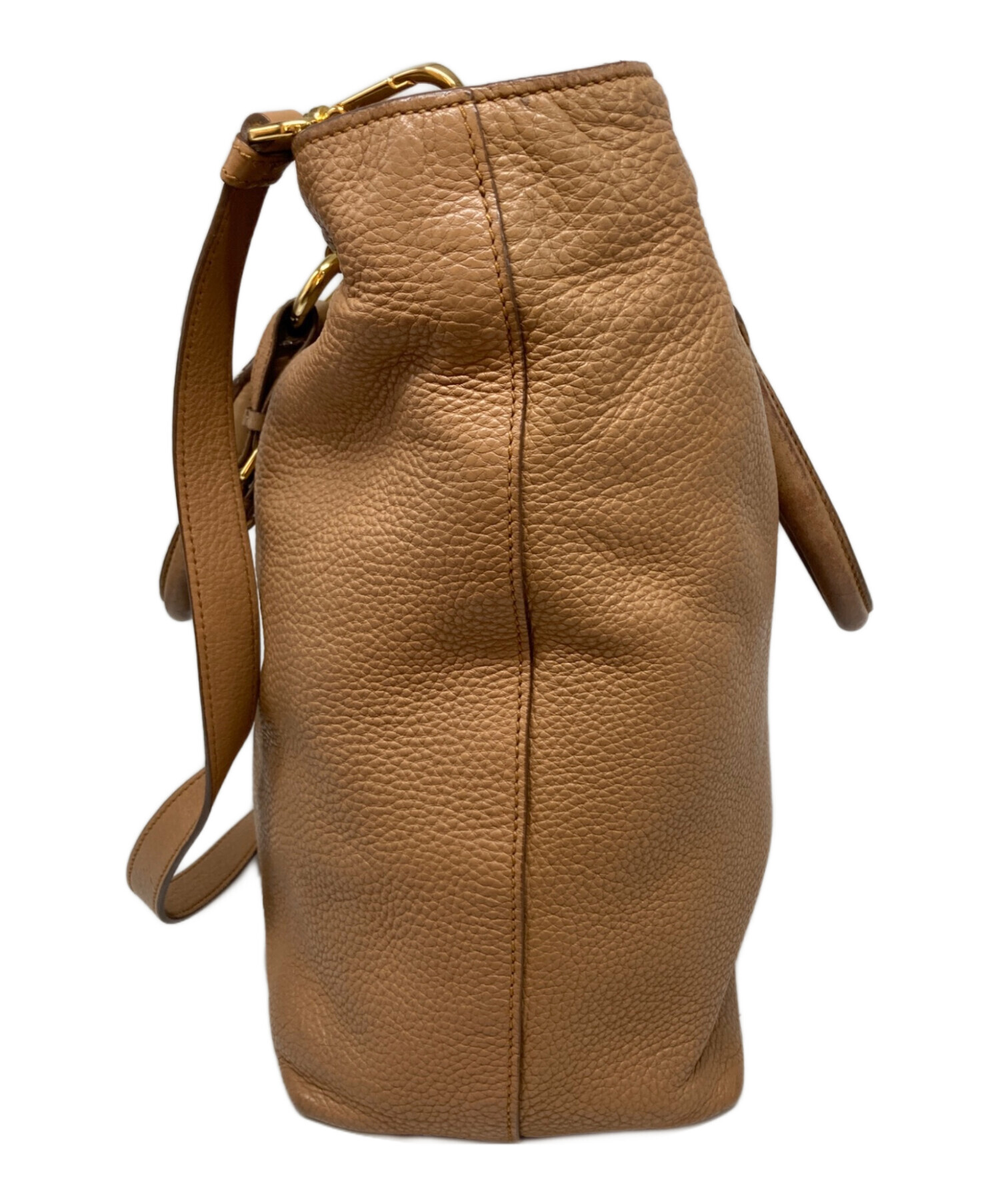 プラダ ベージュカラーショルダーストラップ付きで2WAY♪ PRADA プラダ ベージュ ハンドバッグ ショルダーストラップ付き 2way