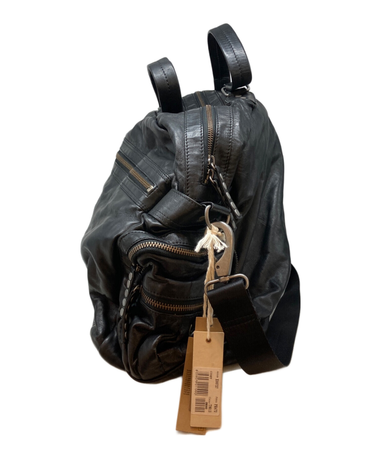 中古・古着通販】DIESEL (ディーゼル) レザーボストンバッグ ブラック