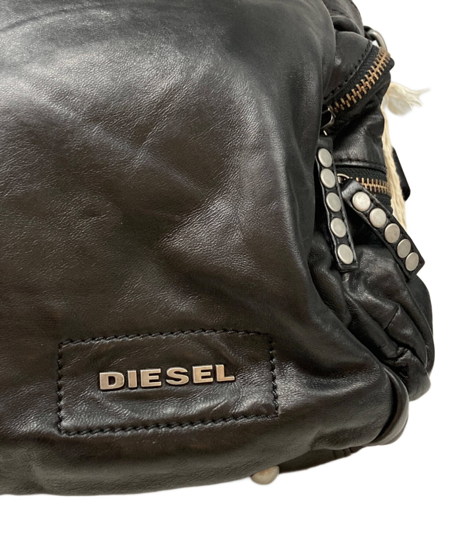 DIESEL ボストンバッグ 中古・古着通販】DIESEL (ディーゼル) レザーボストンバッグ ブラック