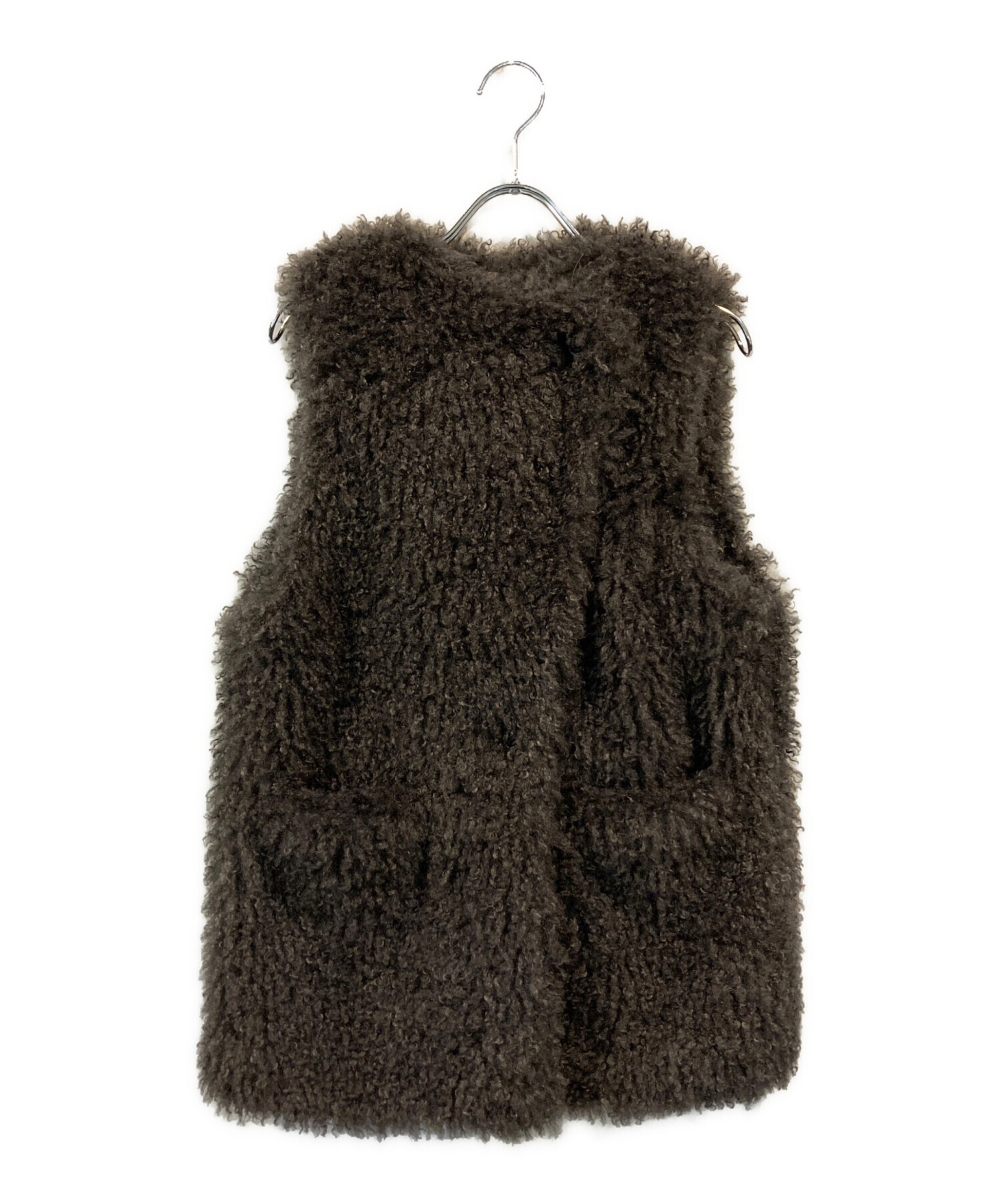 ノーブル エコファーロングベスト グレー 選べる2タイプ フェイク