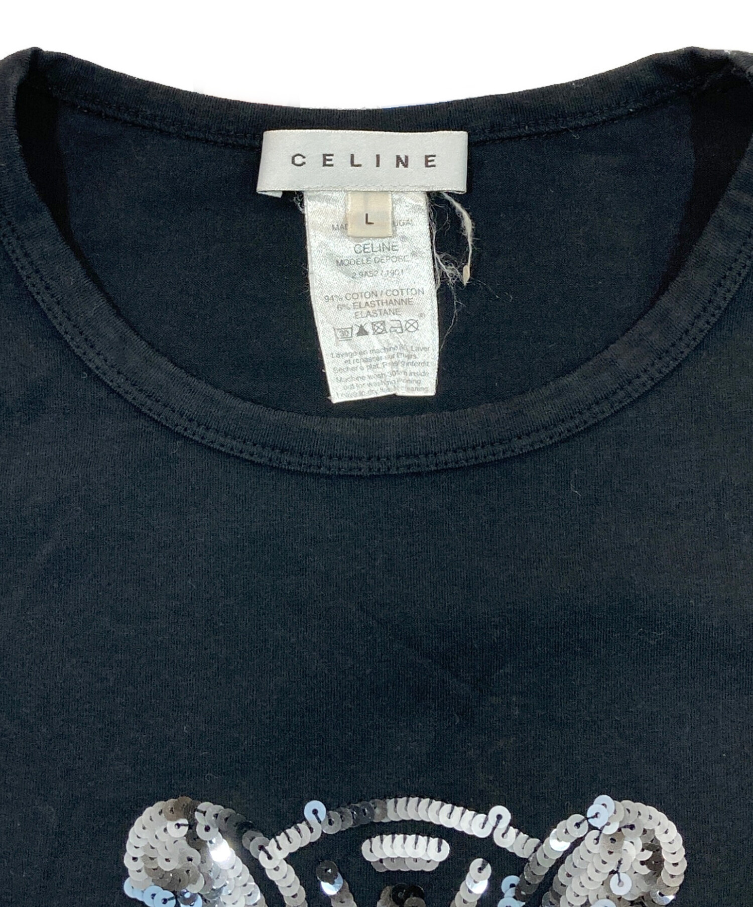 中古・古着通販】CELINE (セリーヌ) スパンコールトリオンフロゴT