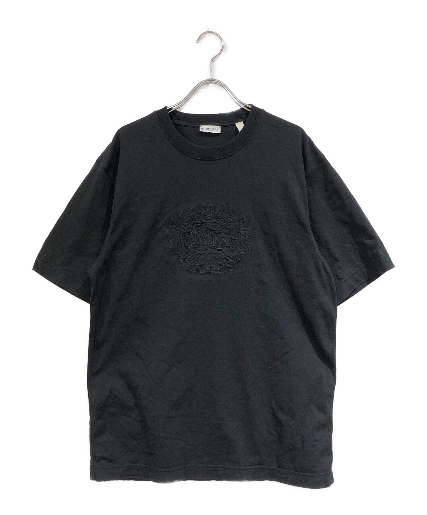 中古・古着通販】BURBERRY (バーバリー) ロゴ刺繍Tシャツ ブラック