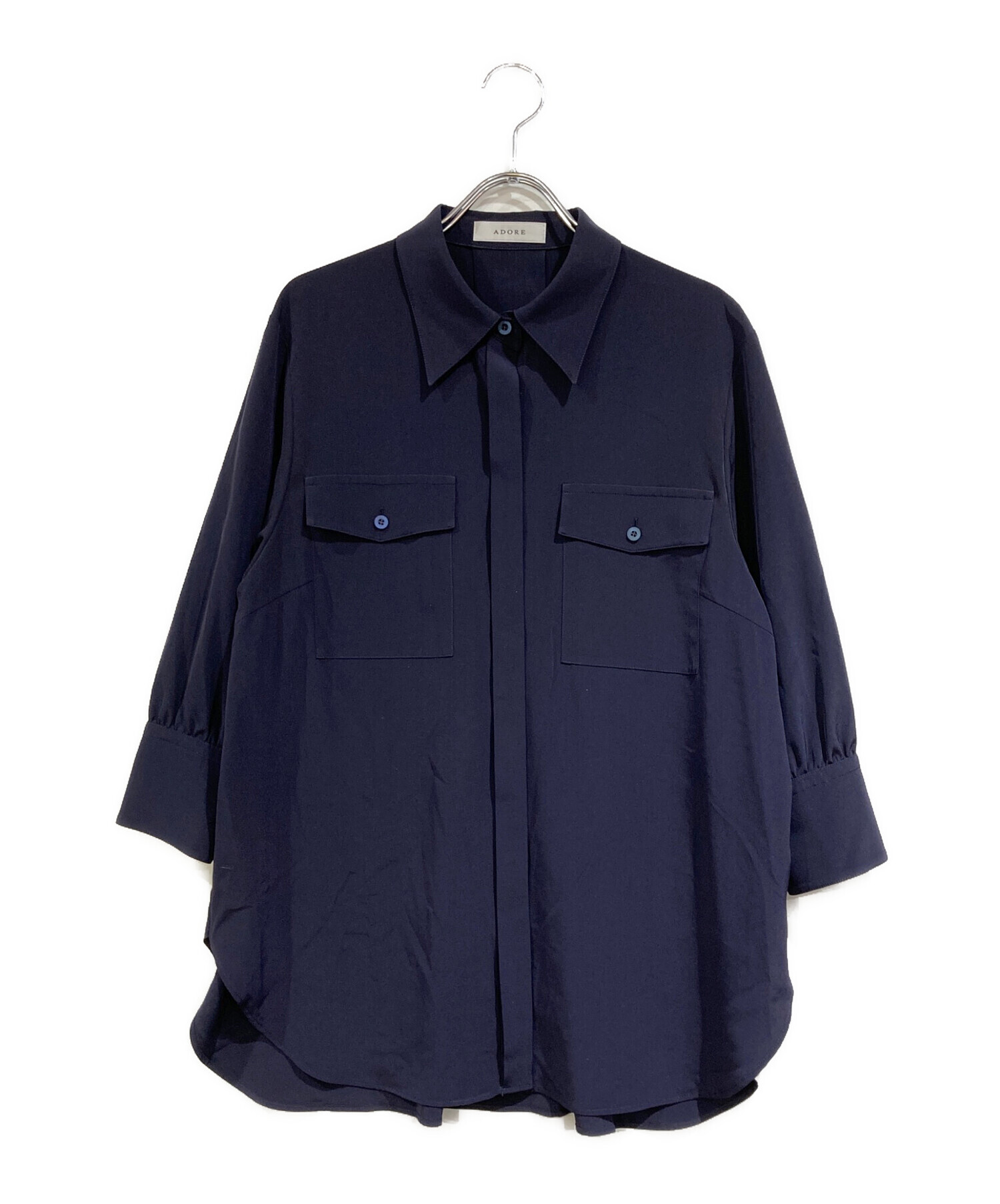 中古・古着通販】ADORE (アドーア) ストレッチデシンブラウス ネイビー